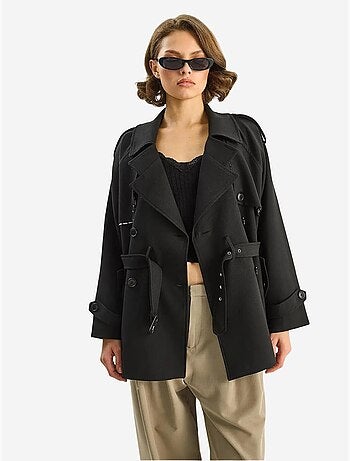 Gabardina midi de mezcla de algodón con cierre de botones lucci