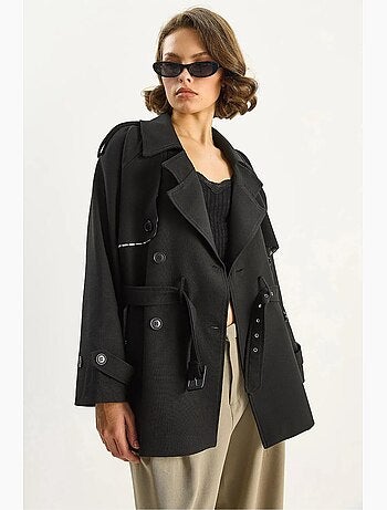 Gabardina midi de mezcla de algodón con cierre de botones lucci