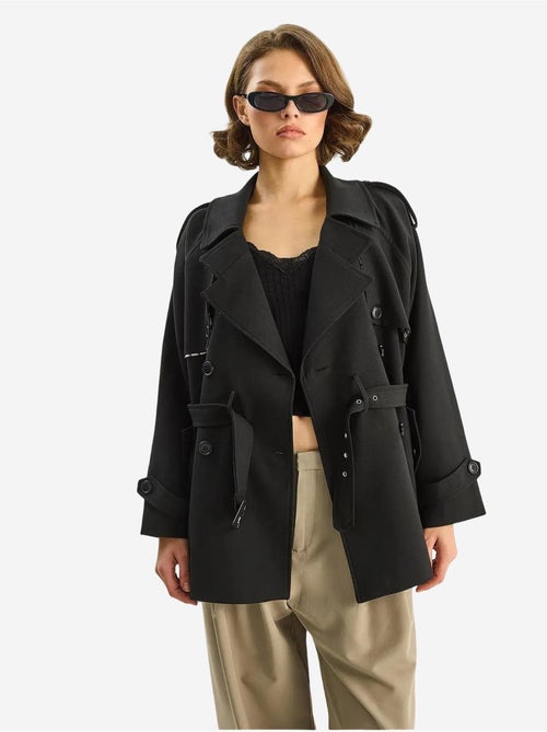 Gabardina midi de mezcla de algodón con cierre de botones lucci - Kiabi Gabardina midi de mezcla de algodón con cierre de botones lucci - Kiabi