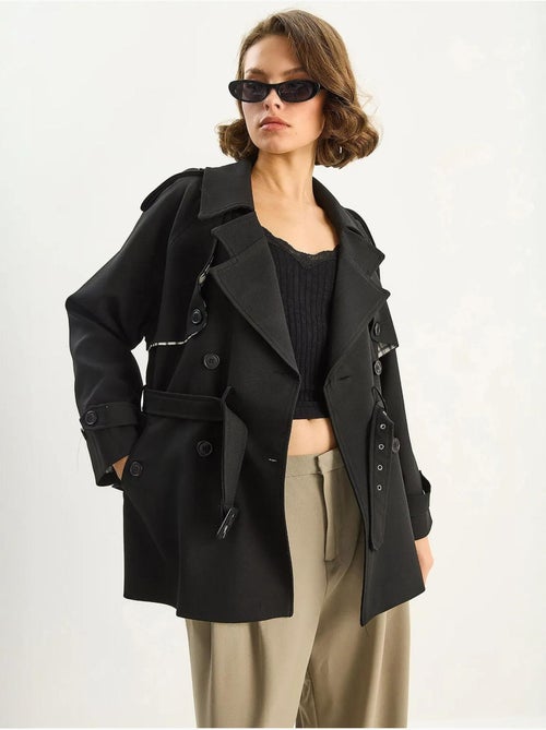 Gabardina midi de mezcla de algodón con cierre de botones lucci - Kiabi Gabardina midi de mezcla de algodón con cierre de botones lucci - Kiabi