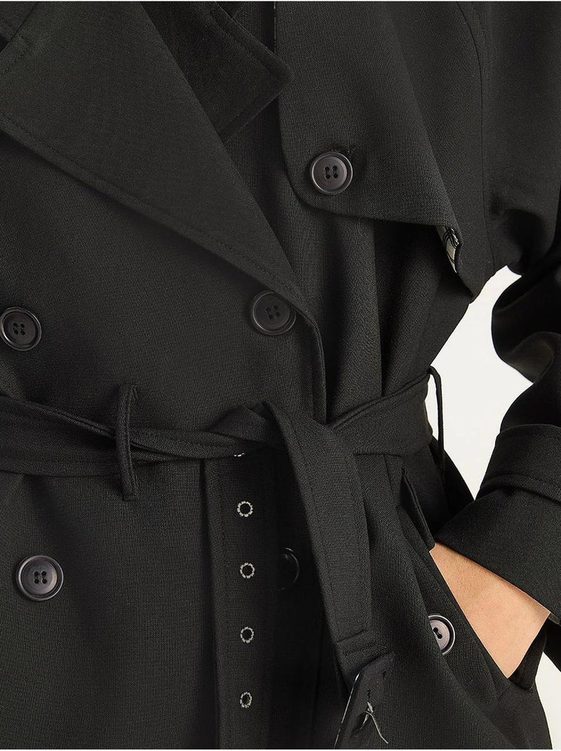 Gabardina midi de mezcla de algodón con cierre de botones lucci Negro - Kiabi