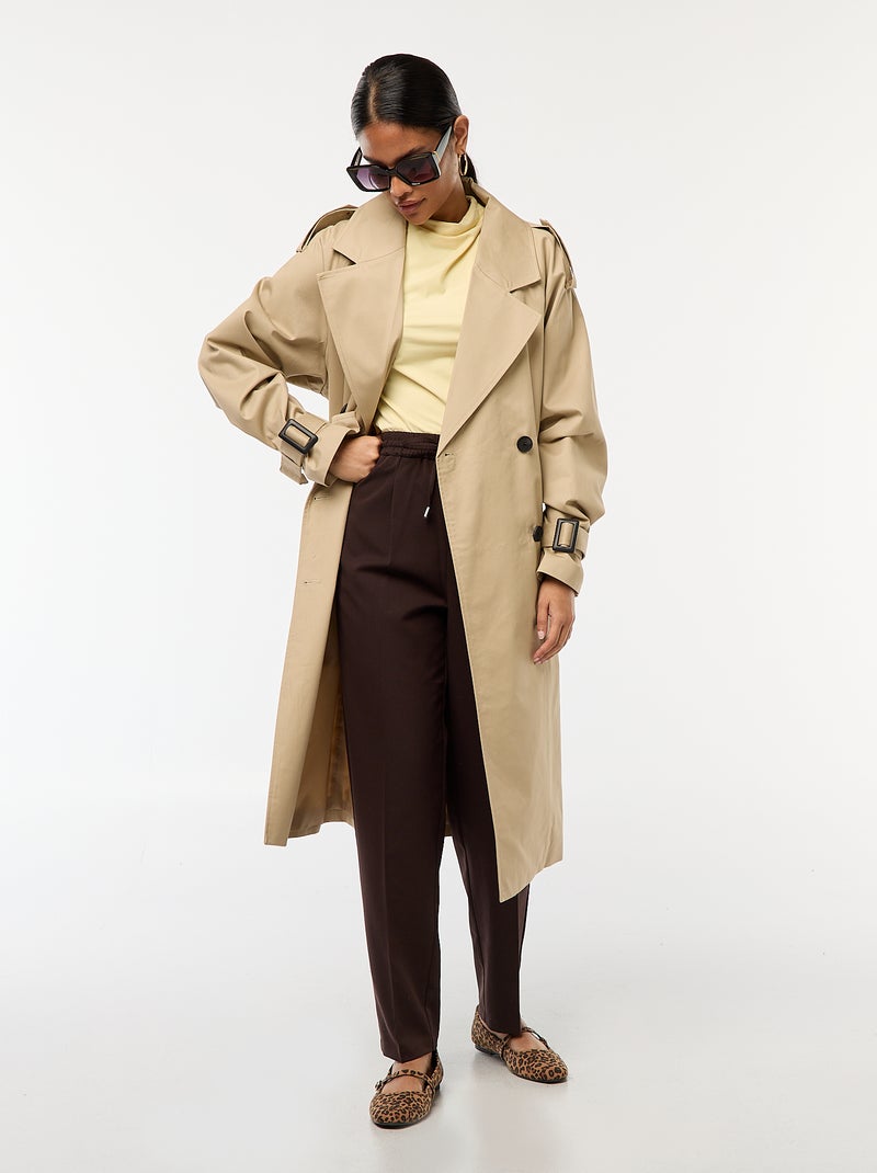 Gabardina midi ligera Beige - Kiabi