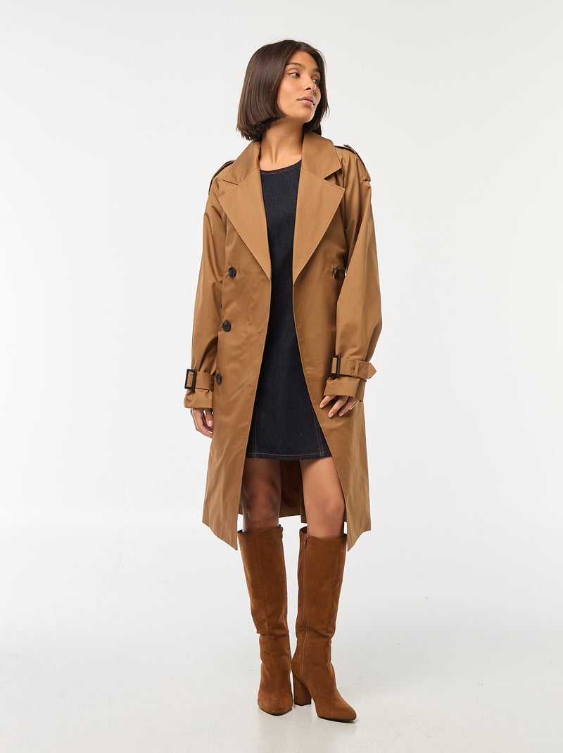 Gabardina midi ligera Marron - Kiabi
