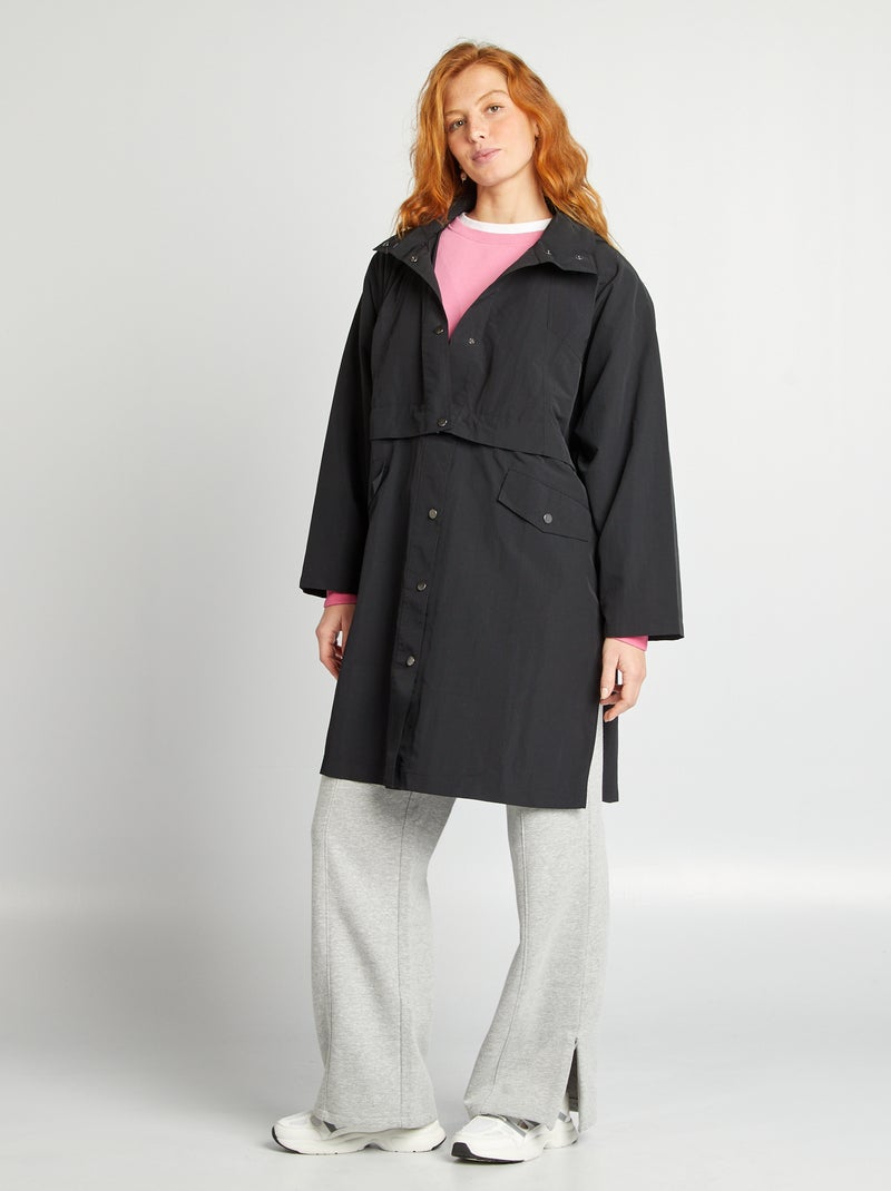 Gabardina oversize 2 en 1 negro - Kiabi