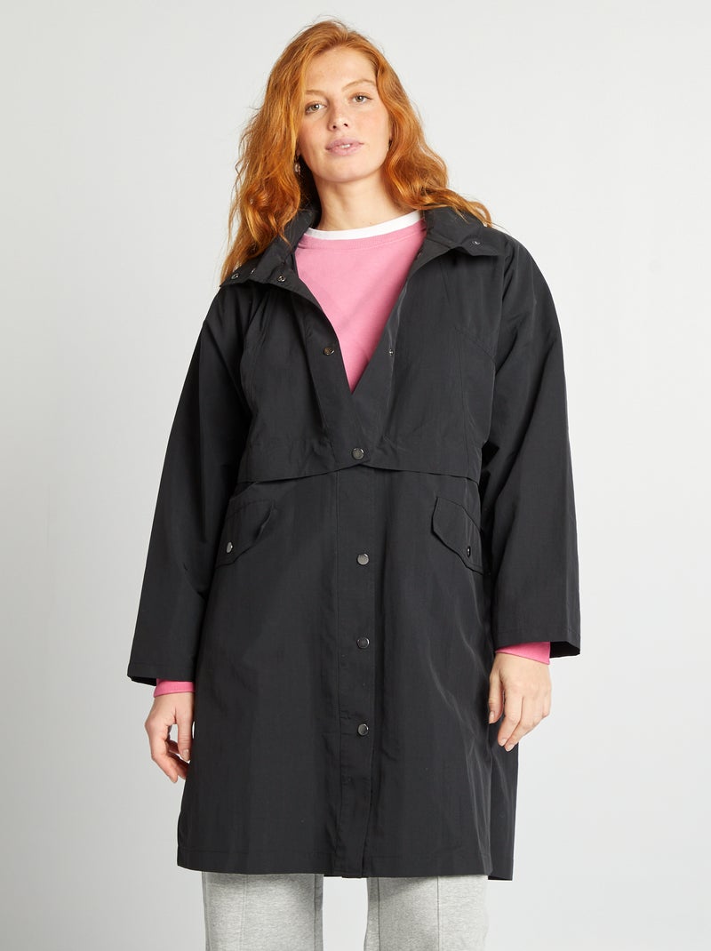 Gabardina oversize 2 en 1 negro - Kiabi