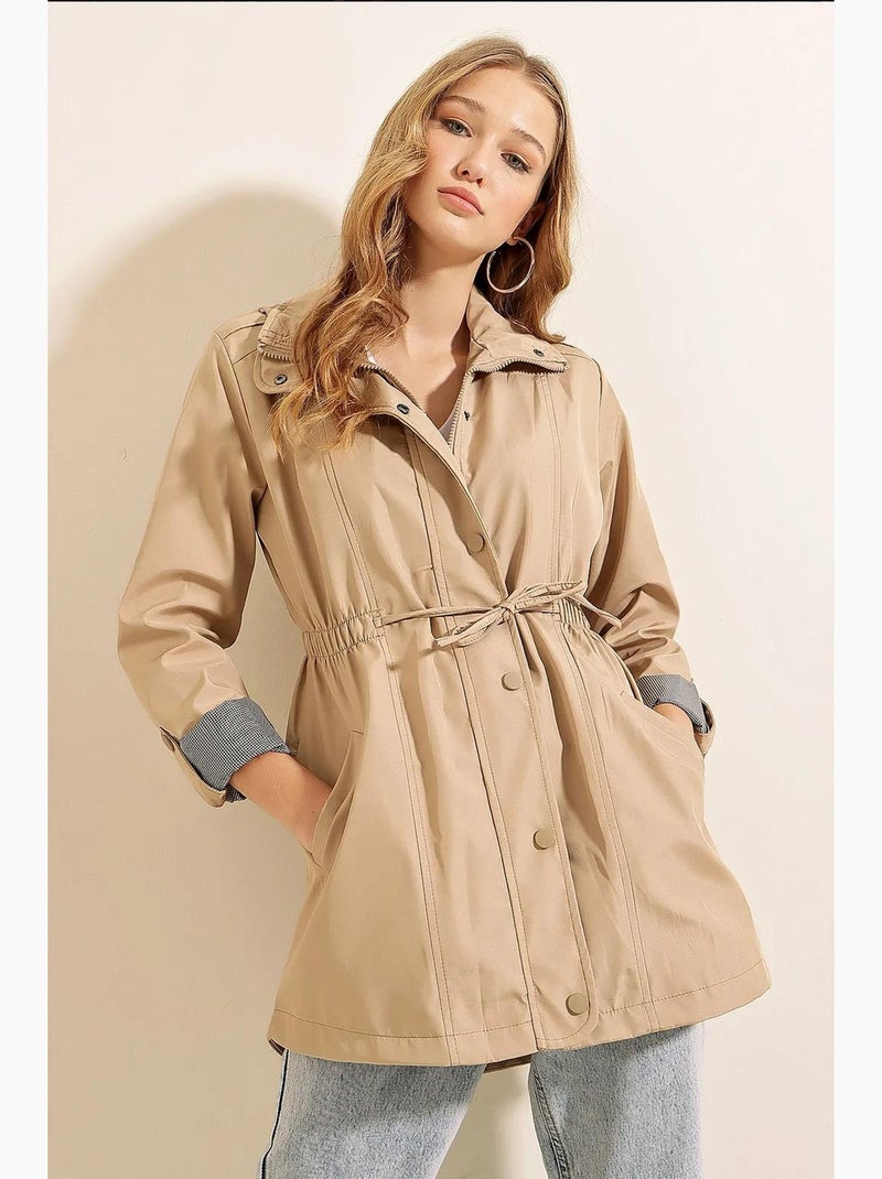 Gabardina tejida con cintura de cordón y puños enrollables bdart Beige arcilla - Kiabi