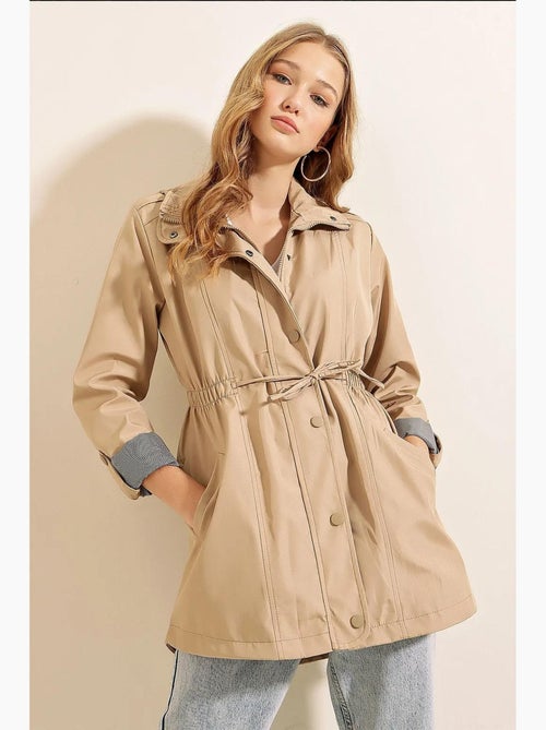 Gabardina tejida con cintura de cordón y puños enrollables bdart - Kiabi Gabardina tejida con cintura de cordón y puños enrollables bdart - Kiabi