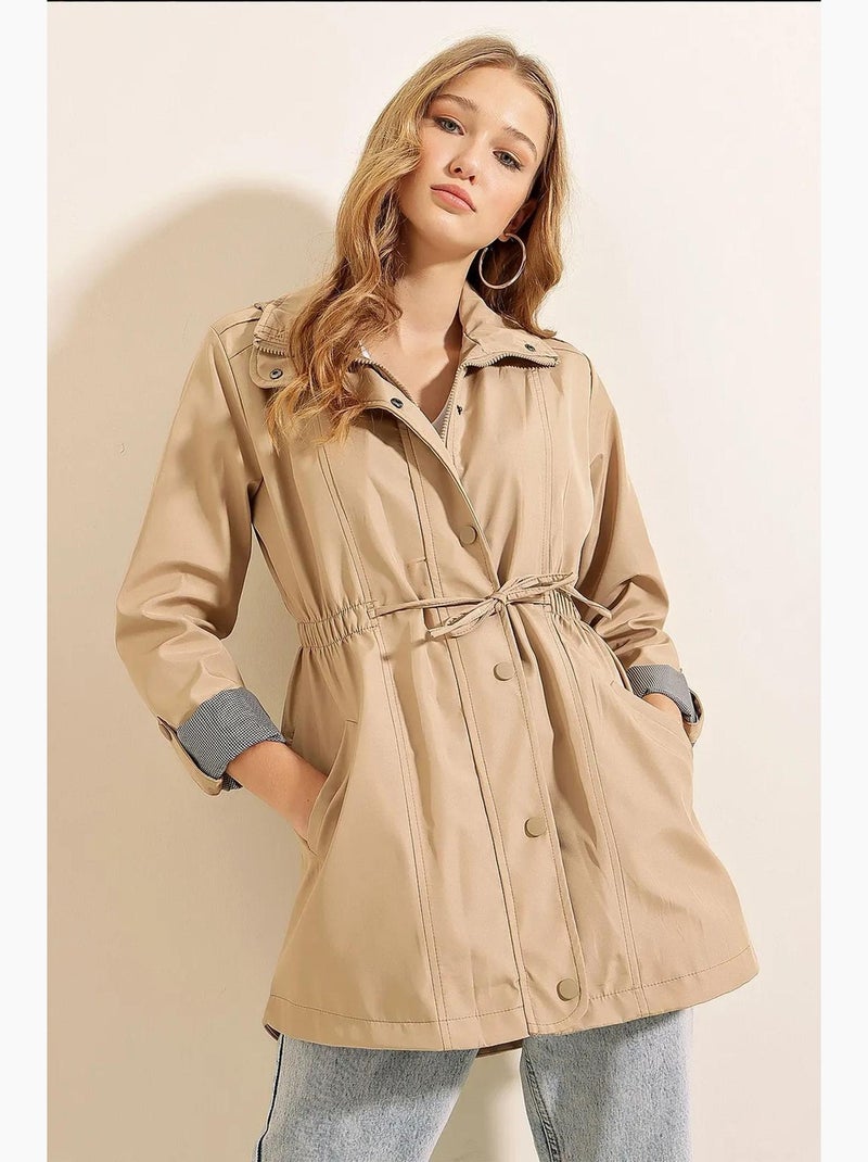 Gabardina tejida con cintura de cordón y puños enrollables bdart Beige arcilla - Kiabi