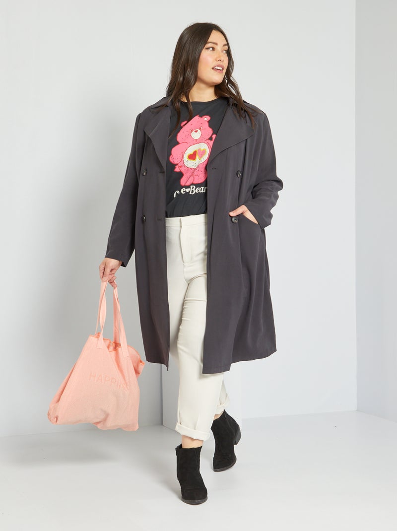 Gabardina vaporosa de punto gris oscuro - Kiabi