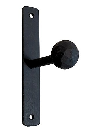 Gancho de pared pequeño, recto, metal negro y bola