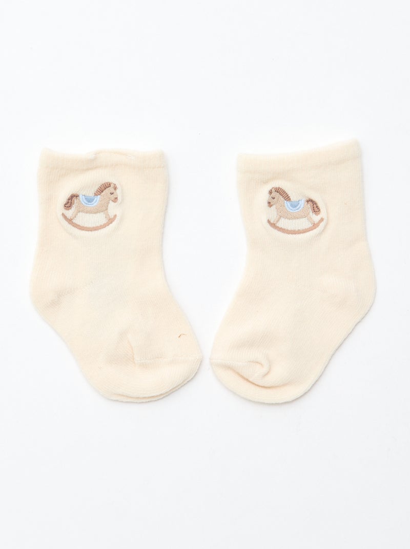 GIFTBOX Pelele + calcetines + muselina + babero Blanco - Kiabi