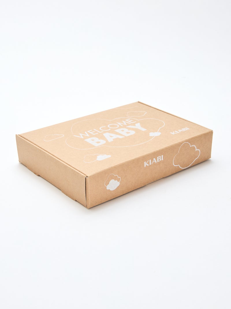 GIFTBOX Pelele + calcetines + muselina + babero Blanco - Kiabi