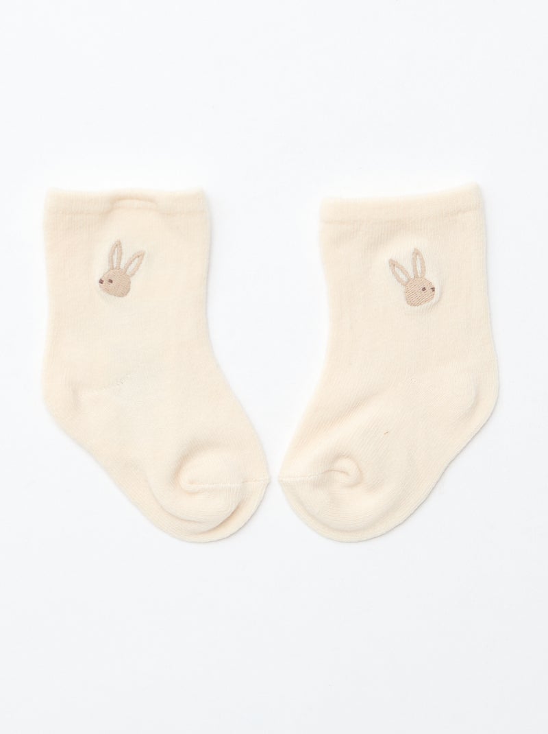 GIFTBOX peto largo de punto + body + muselina doble gasa + calcetines Blanco - Kiabi