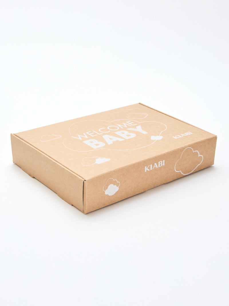 GIFTBOX peto largo de punto + body + muselina doble gasa + calcetines Blanco - Kiabi