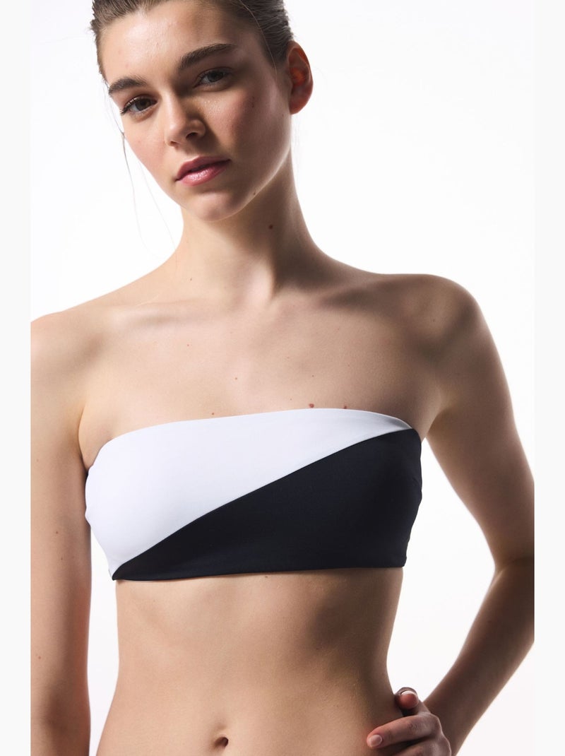 Gina top de bikini bandeau penti Blanco Negro - Kiabi