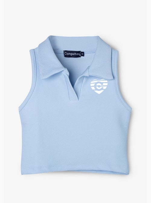 Girl's bluish sleeveless polo t-shirt - Kiabi Girl's bluish sleeveless polo t-shirt - Kiabi