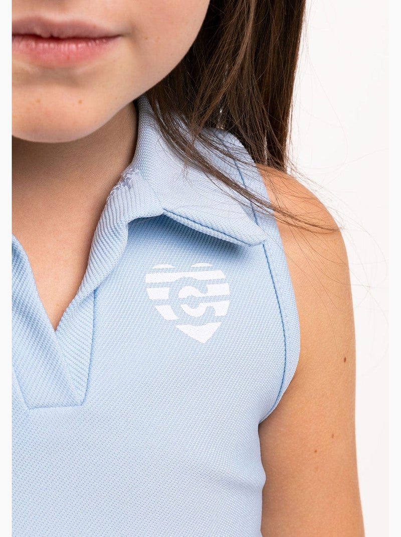 Girl's bluish sleeveless polo t-shirt Azul real - Kiabi