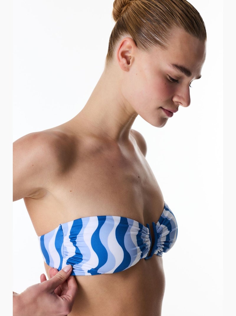 Gloria top de bikini bandeau a rayas penti Blanco Azul - Kiabi