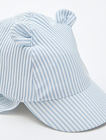 Gorra a rayas con cubrenuca y orejas