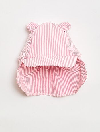 Gorra a rayas con cubrenuca y orejas