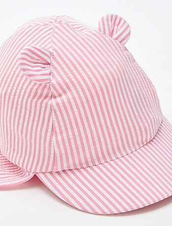 Gorra a rayas con cubrenuca y orejas