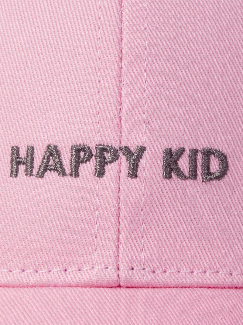 Gorra Algodón 100%, ajustable, mensaje Happy Kid bordado niño mixto Isotoner Rosa pálido - Kiabi