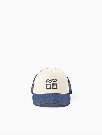 Gorra con estampado en relieve y malla