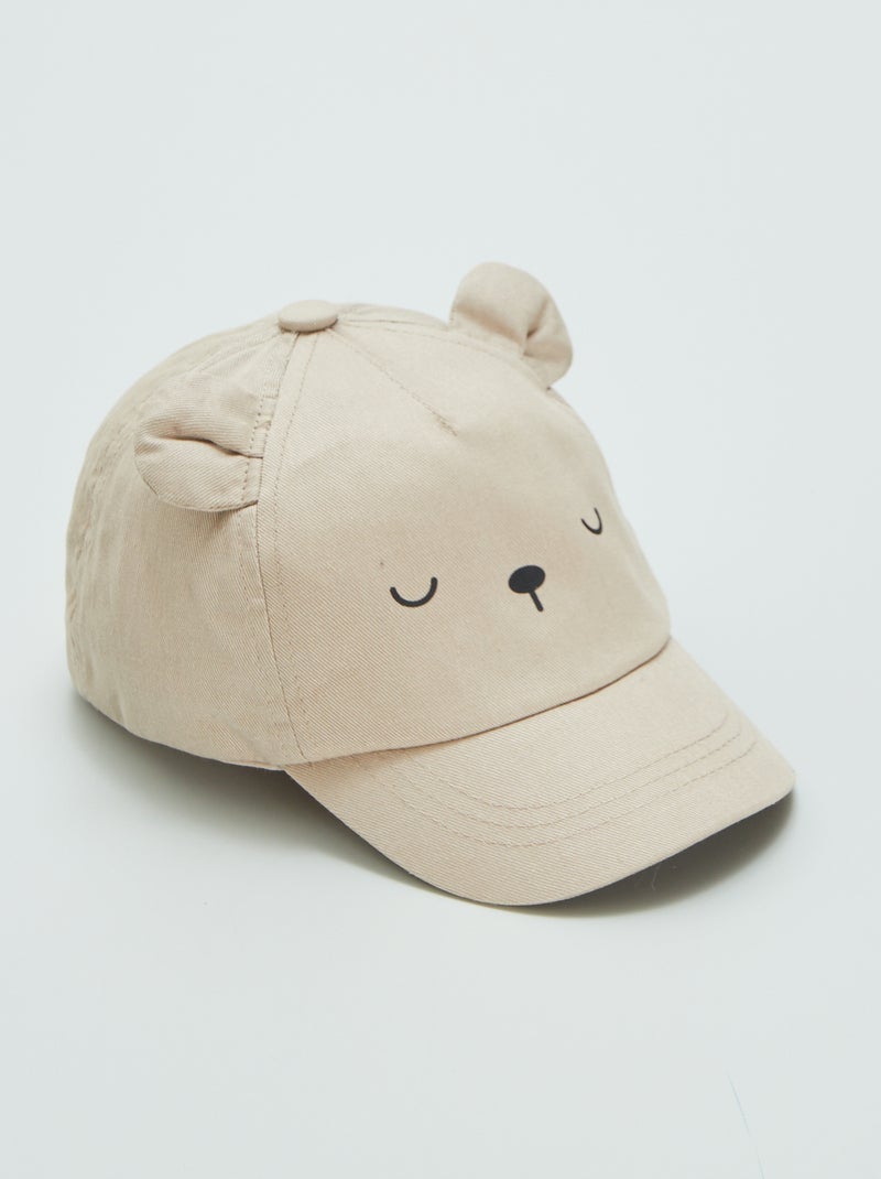 Gorra con orejas de sarga BEIGE - Kiabi