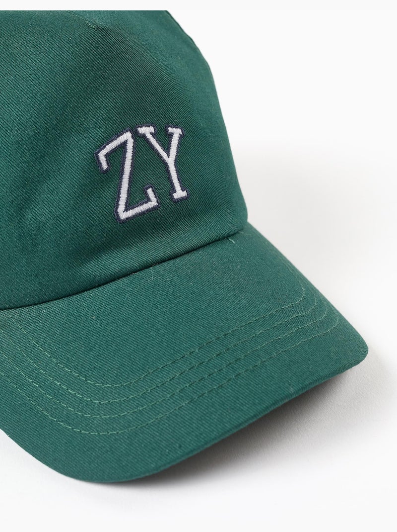 Gorra de algodón con bordado ZY Verde oscuro - Kiabi