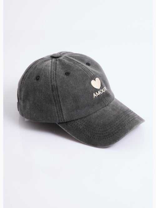Gorra de mezclilla usada con bordado de corazón - Kiabi