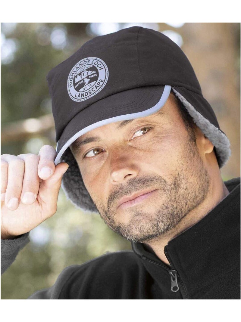 Gorra de microfibra con orejeras forradas de borreguito Negro - Kiabi