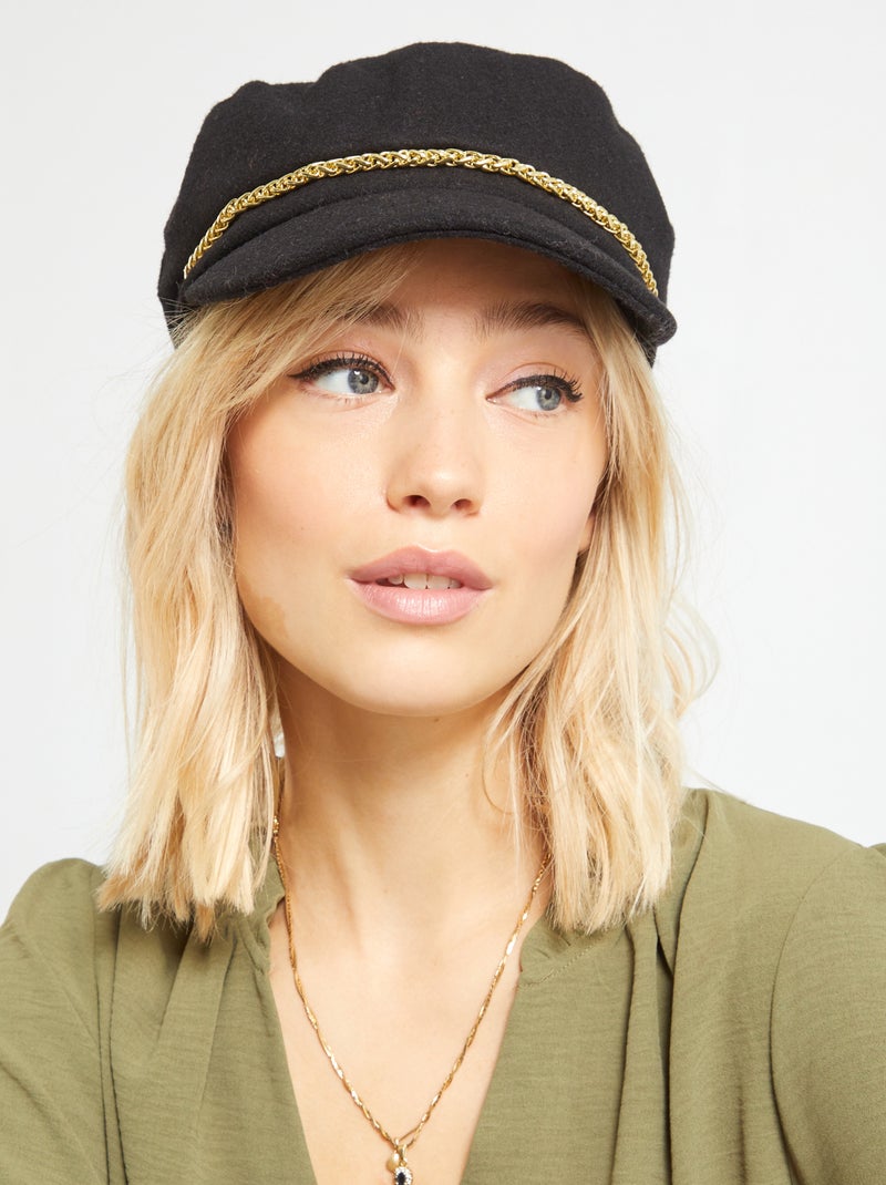 Gorra estilo gavroche con cadena dorada negro - Kiabi