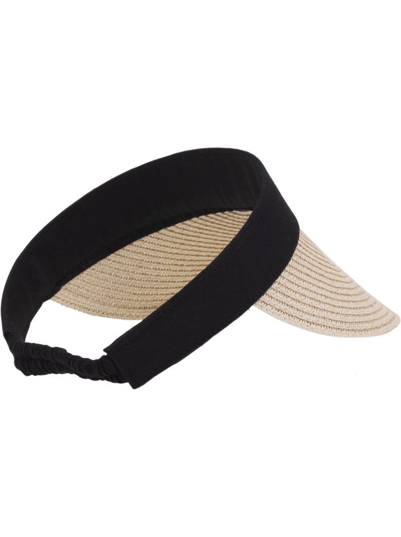 Gorra papel de paja, banda elástica mujer Beige/Negro - Kiabi