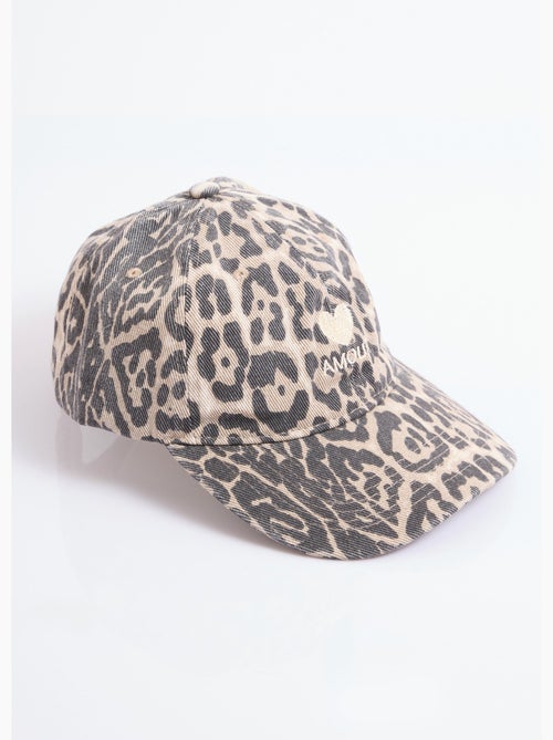 Gorra vaquera con estampado de leopardo y corazón bordado - AFIBEL - Kiabi