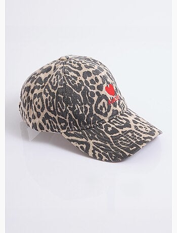Gorra vaquera con estampado de leopardo y corazón bordado - AFIBEL
