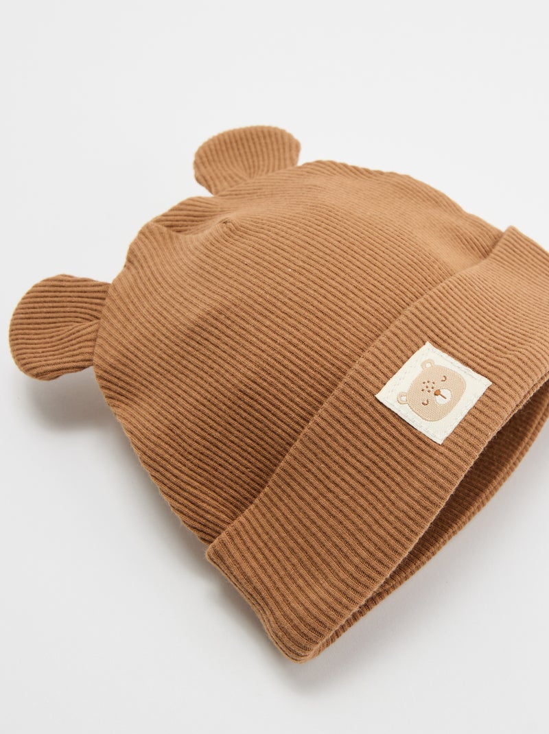 Gorro acanalado con orejas Beige - Kiabi