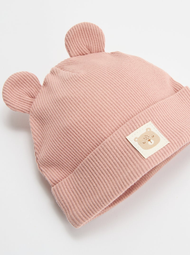 Gorro acanalado con orejas Rosa - Kiabi