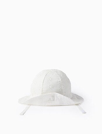 Gorro batista de algodón con bordado inglés