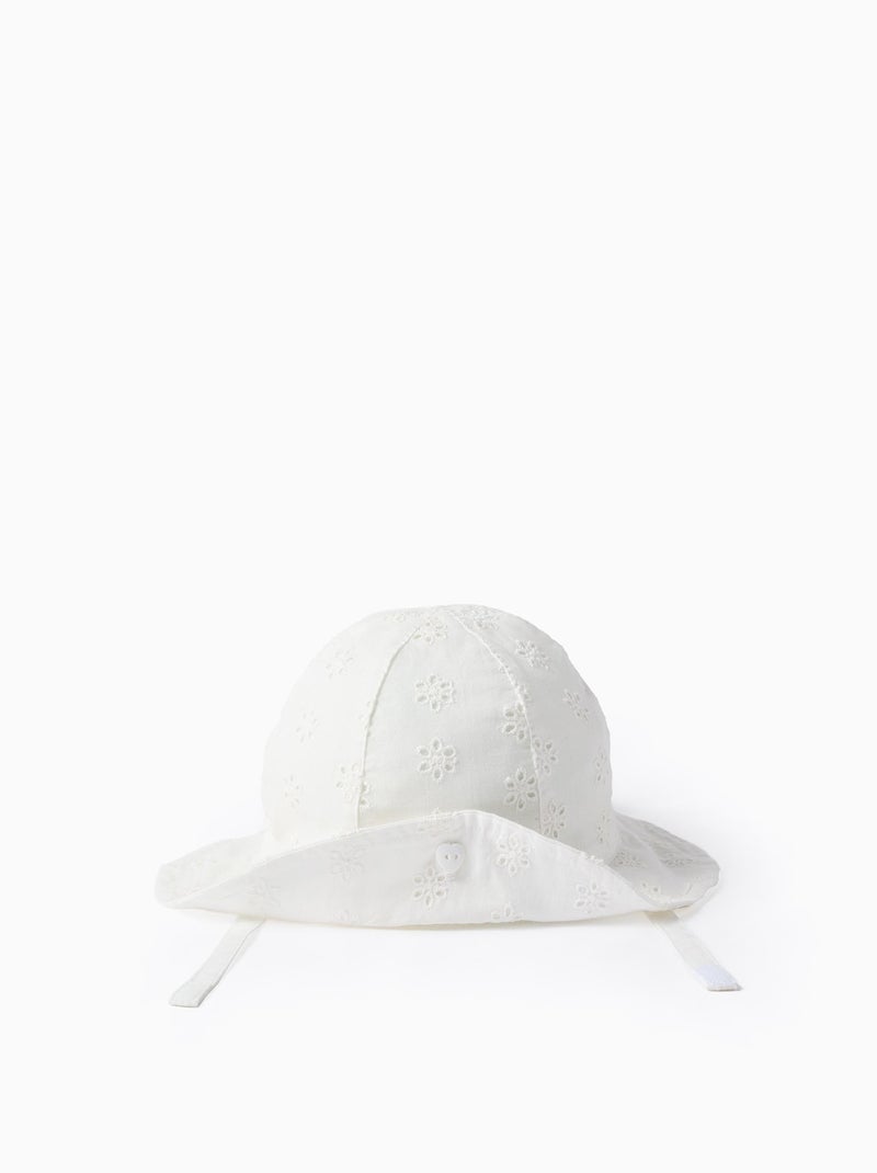 Gorro batista de algodón con bordado inglés Blanco - Kiabi