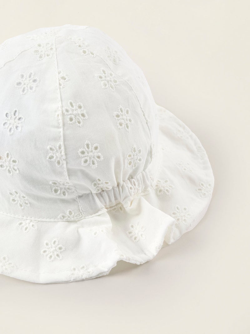 Gorro batista de algodón con bordado inglés Blanco - Kiabi
