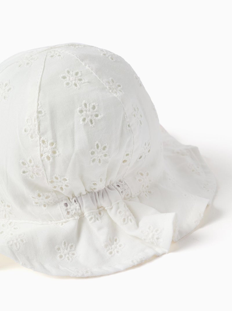 Gorro batista de algodón con bordado inglés Blanco - Kiabi