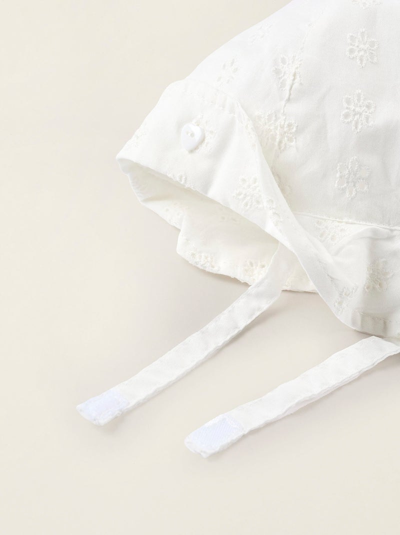 Gorro batista de algodón con bordado inglés Blanco - Kiabi