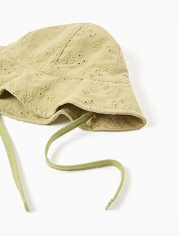 Gorro batista de algodón con bordado inglés