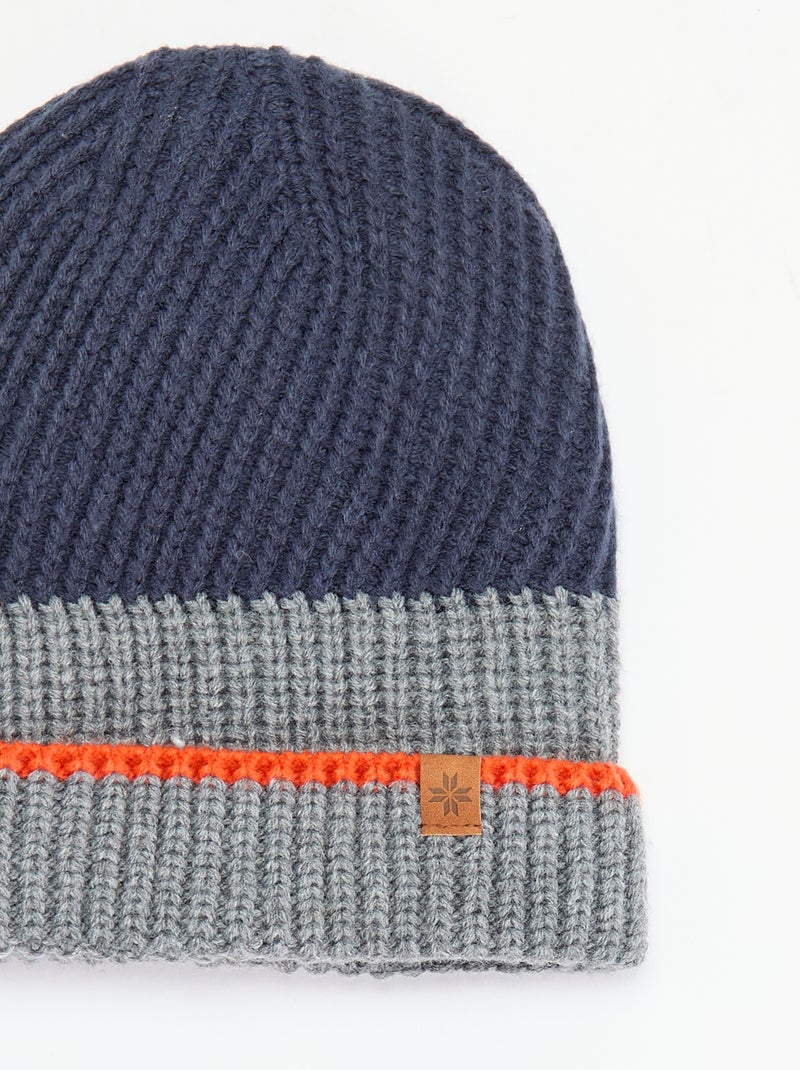 Gorro bicolor con vuelta Gris - Kiabi