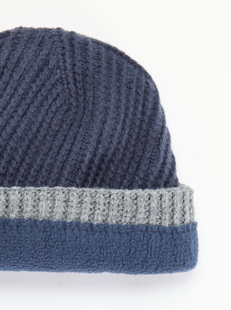 Gorro bicolor con vuelta Gris - Kiabi