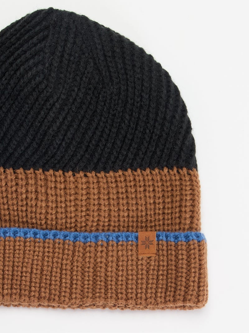 Gorro bicolor con vuelta Negro - Kiabi