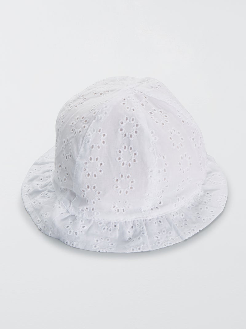 Gorro bob con bordado inglés Blanco - Kiabi