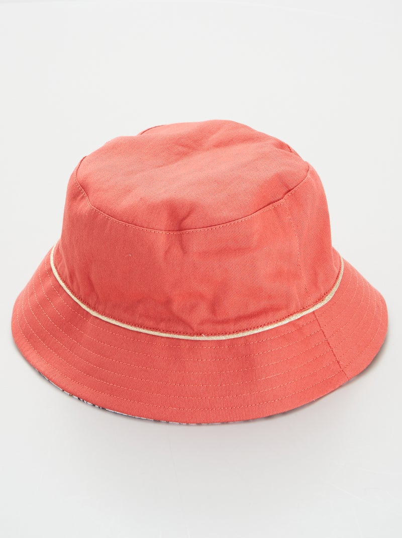 Gorro bob con estampado reversible rojo frambuesa - Kiabi