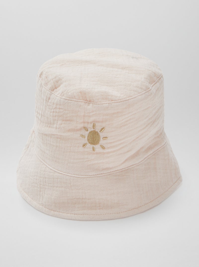 Gorro bob de gasa de algodón con bordado de sol ROSA - Kiabi