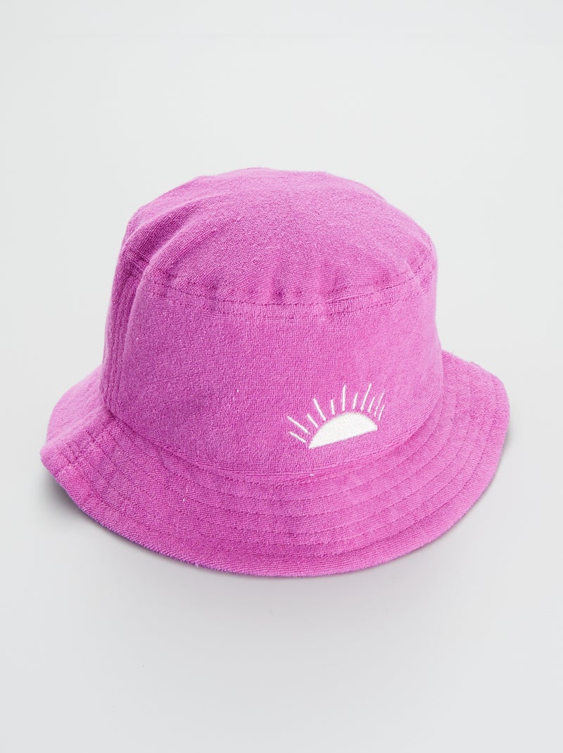 Gorro bob de tejido de rizo con bordado PURPURA - Kiabi